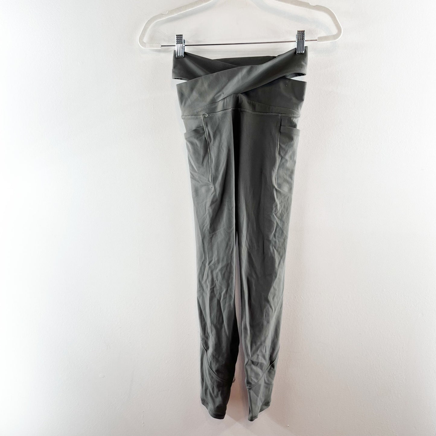 Athleta Salutation Stash Wrap Tight Leggings Hematite Gray XS