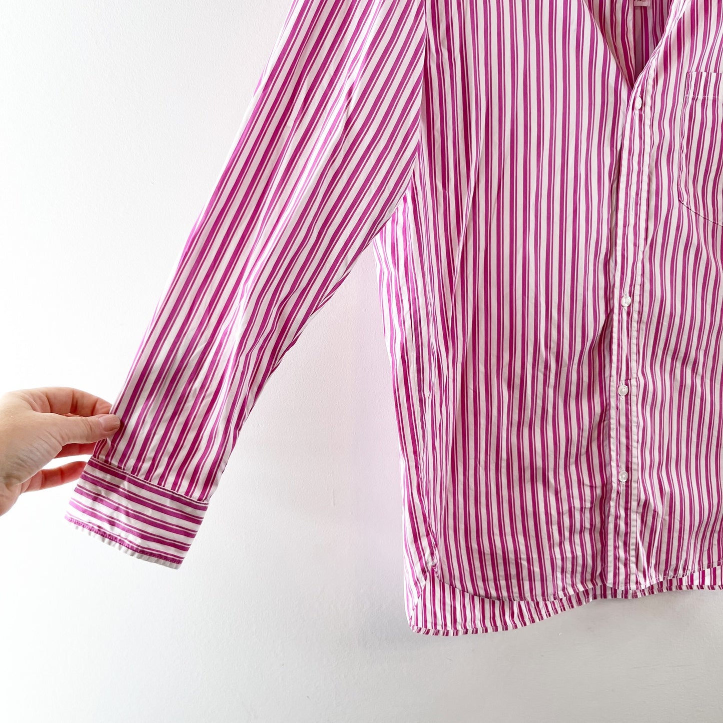 Frank & Eileen Joedy Long Sleeve Button Down Striped Cotton Shirt Pink XS