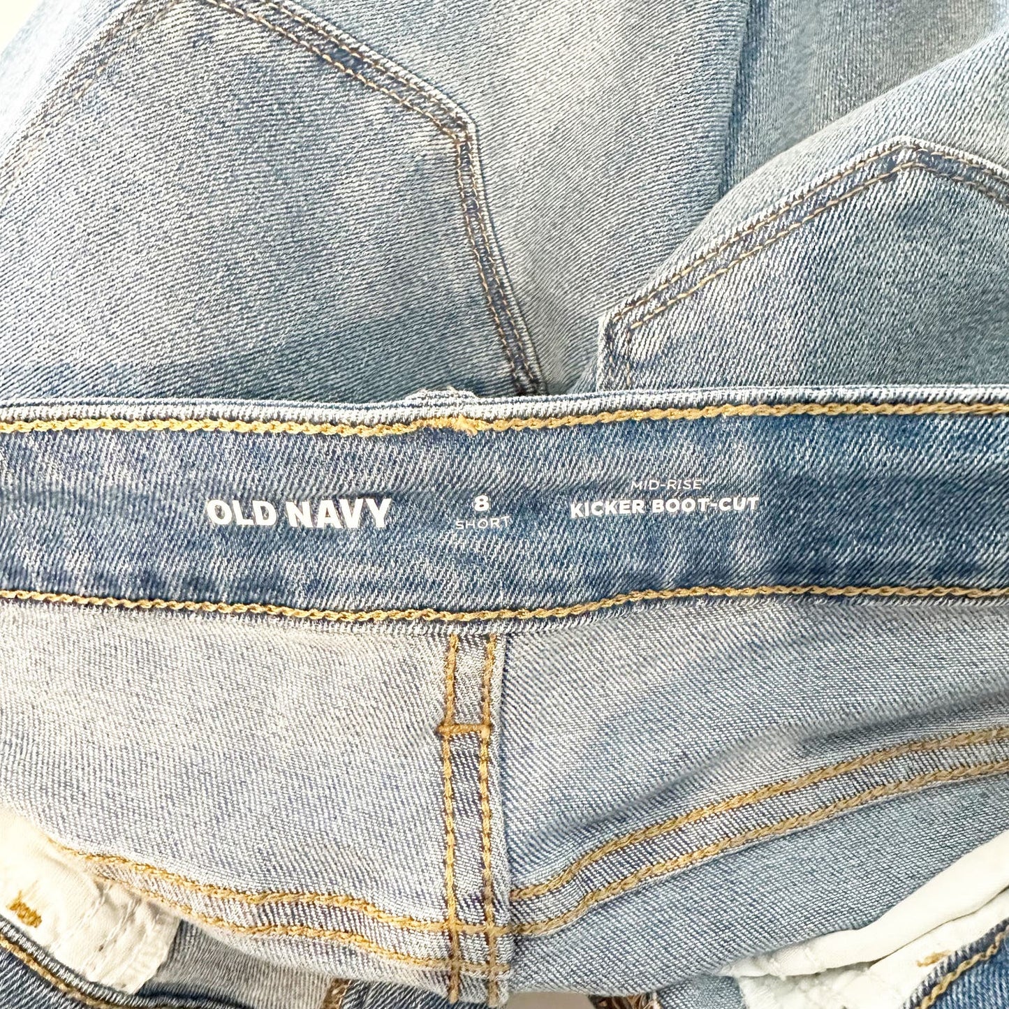 Old Navy Mid Rise Kicker Boot Cut Jeans Denim Blue 8 Petite