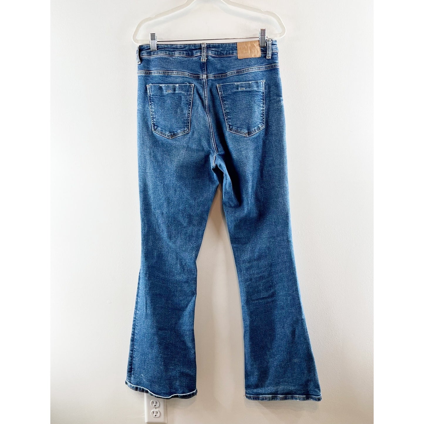 ZARA High Rise Flare Leg Denim Jeans Dark Wash 12