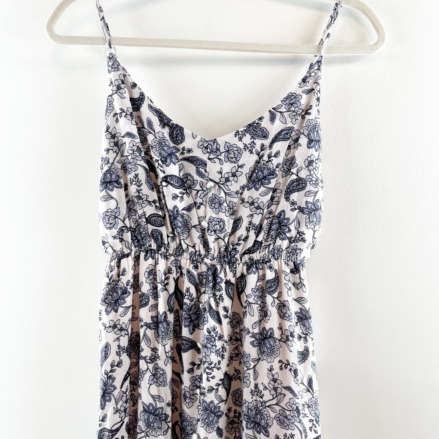 BB Dakota Penelope Floral Maxi Slip Sundress Dress White Blue XS