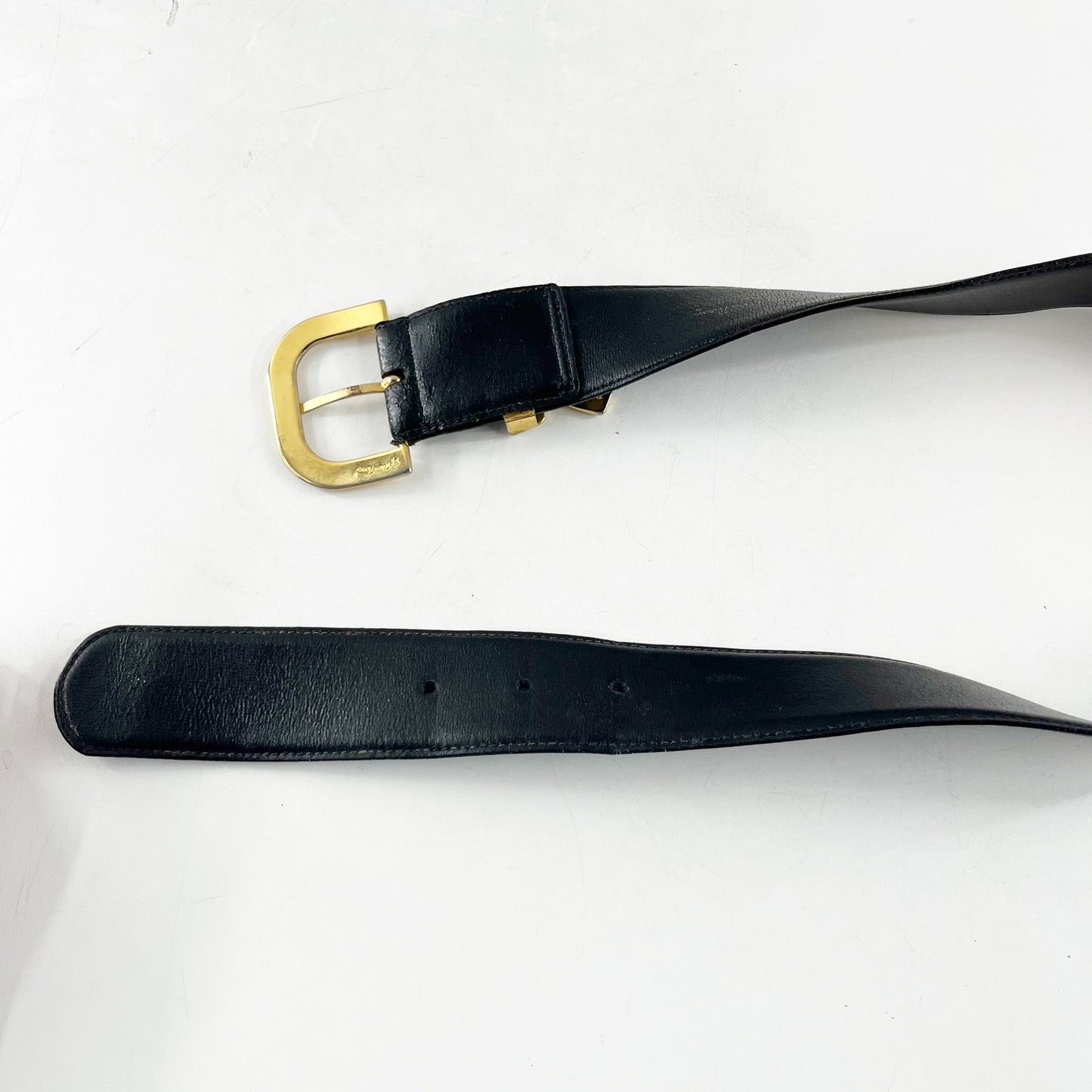 Paloma Picasso Leather Waist Belt Gold Buckle and X Detail