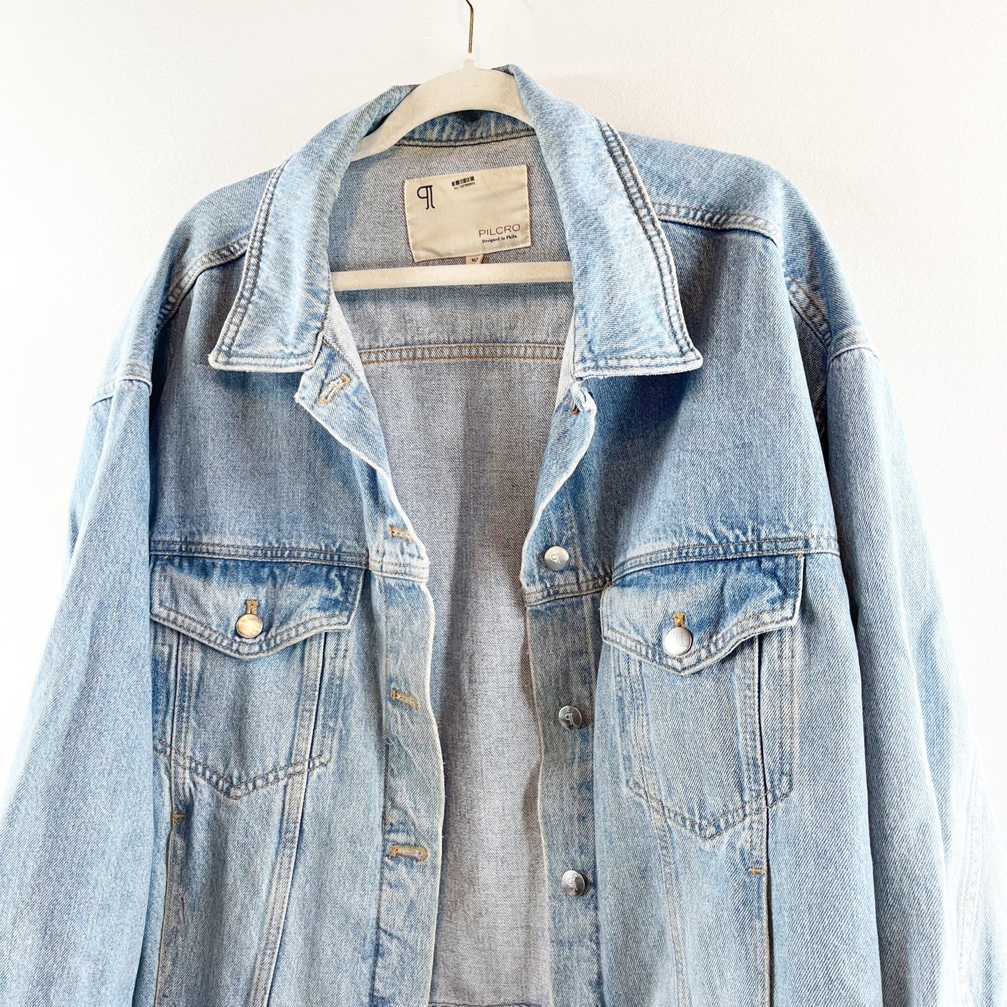 Pilcro Anthropologie The Western Denim Boyfriend Oversized Trucker Jacket XLP
