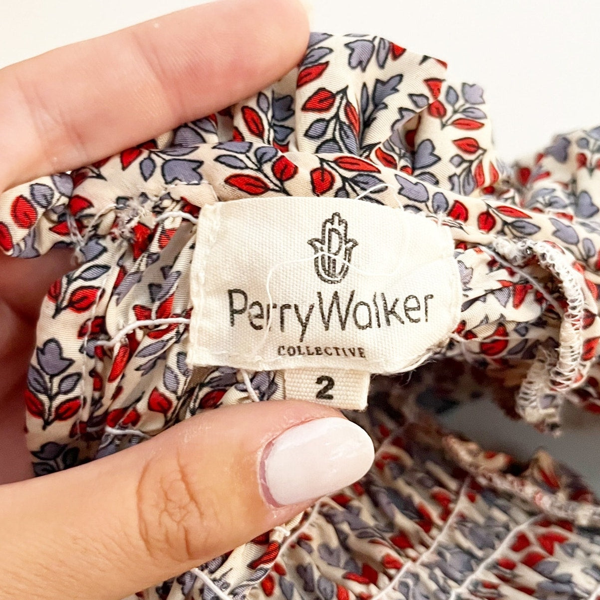 Perry Walker Collective Drop Waist Smocked Patchwork Maxi Dress Red Small