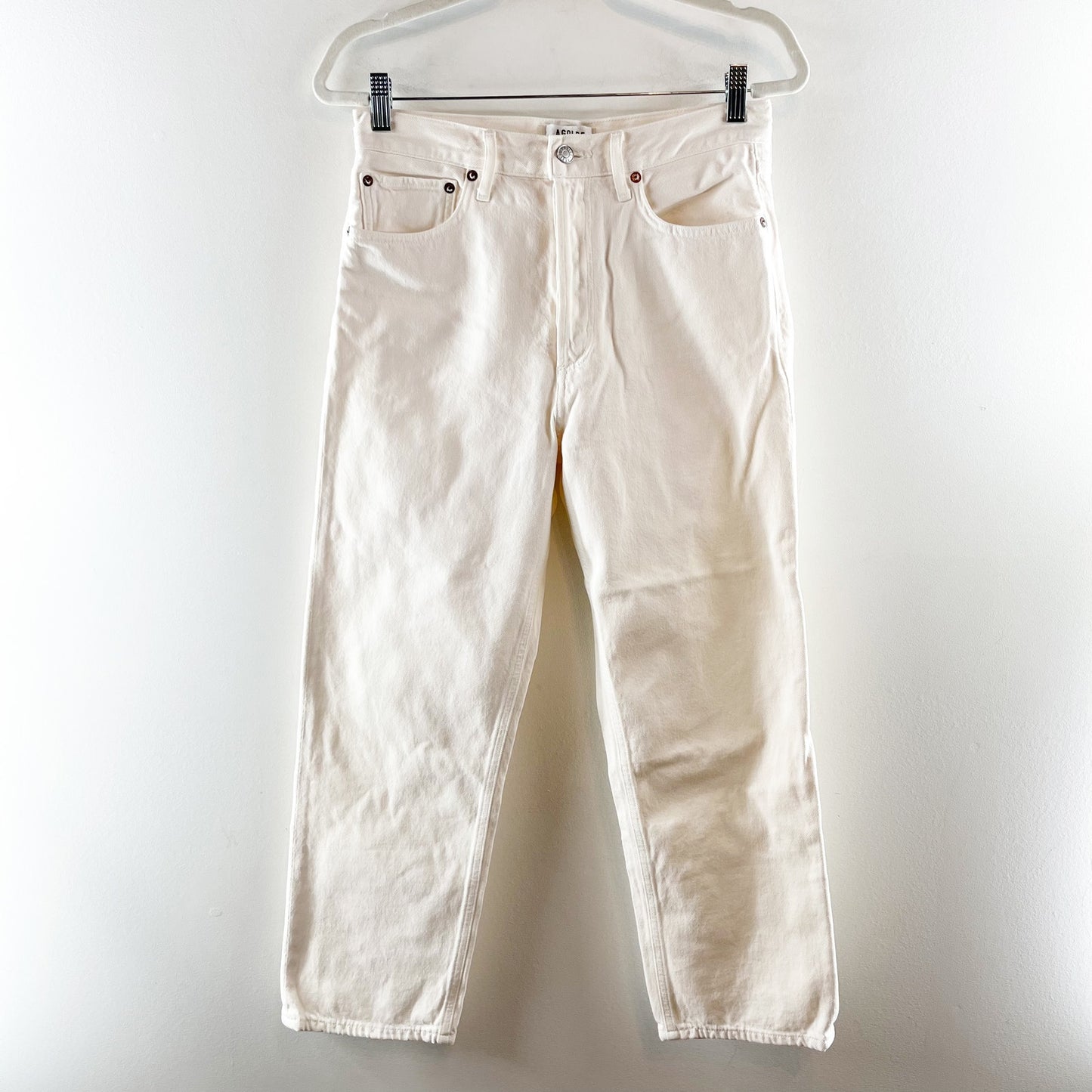 Agolde High Rise 90's Crop Straight Leg Button Fly Jeans White 26 / 2