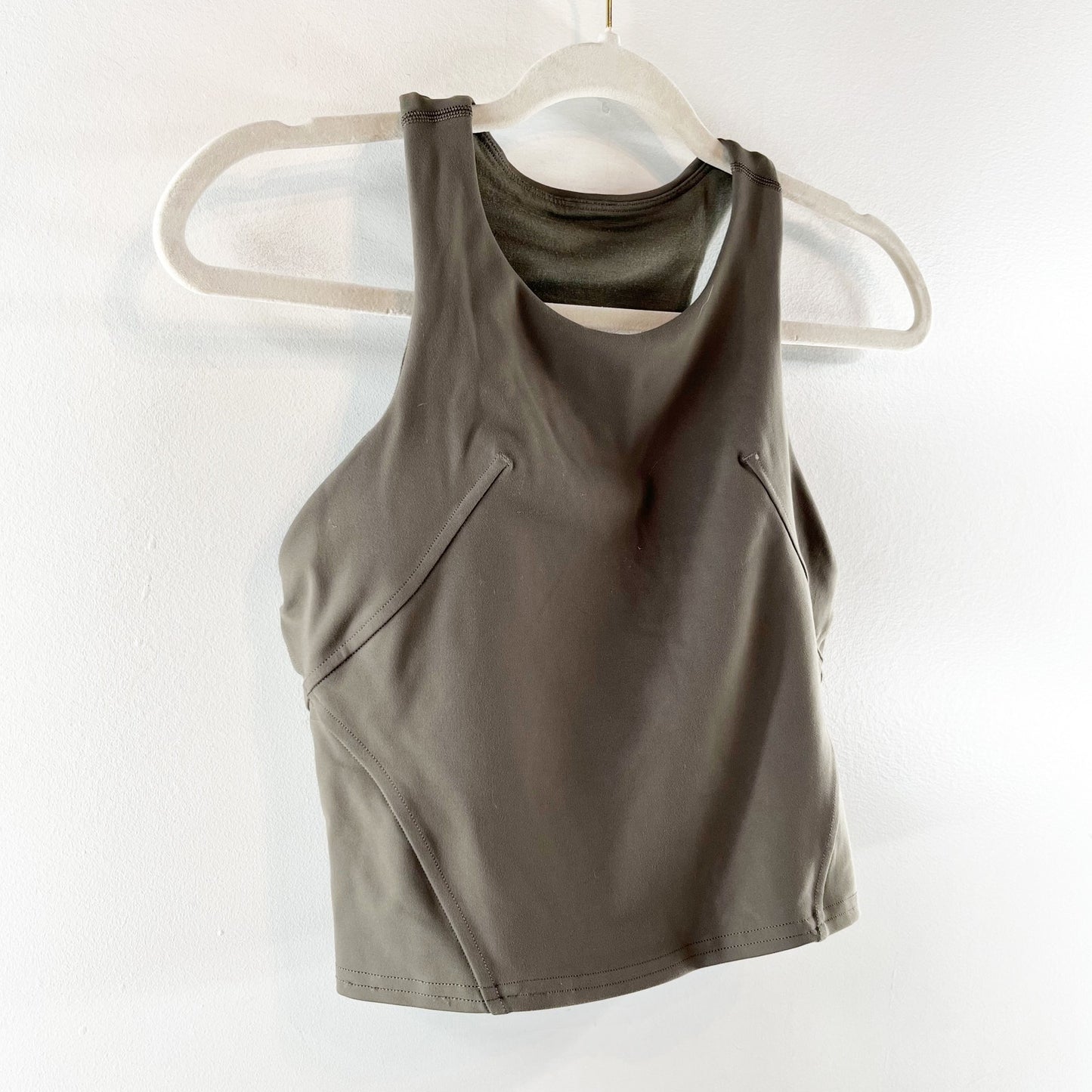 Lululemon Invigorate Training Cropped Tank Top with Built-in Bra Carob Brown 6