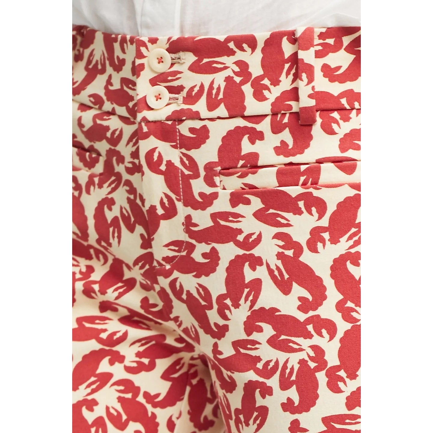 Anthropologie The Essential Slim Cropped Trouser Pants Lobster Print Red 0