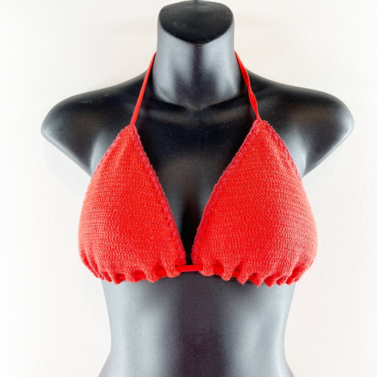 Abercrombie & Fitch Triangle Crochet Two Piece Bikini Swimsuit Red Large