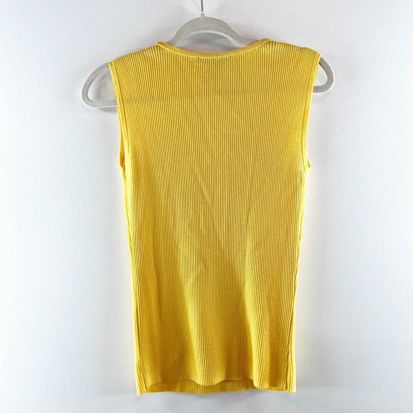 St. John Ribbed Scoopneck Sleeveless Tank Top Yellow Small
