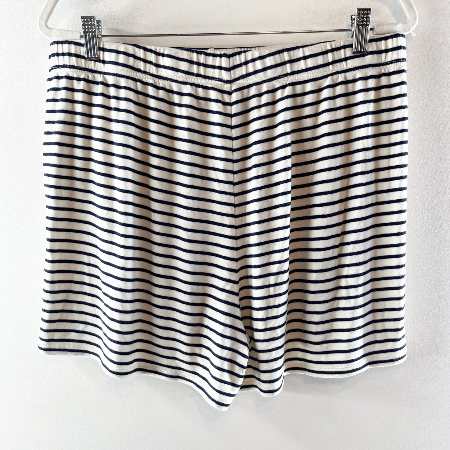 Vineyard Vines Pull On Striped Terry Cotton Shorts White Blue Large