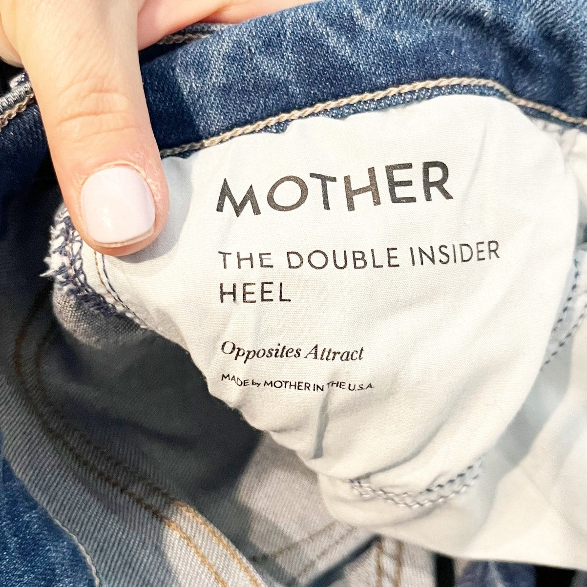 Mother Mid Rise The Double Insider Heel Jeans in Opposites Attract Blue 28
