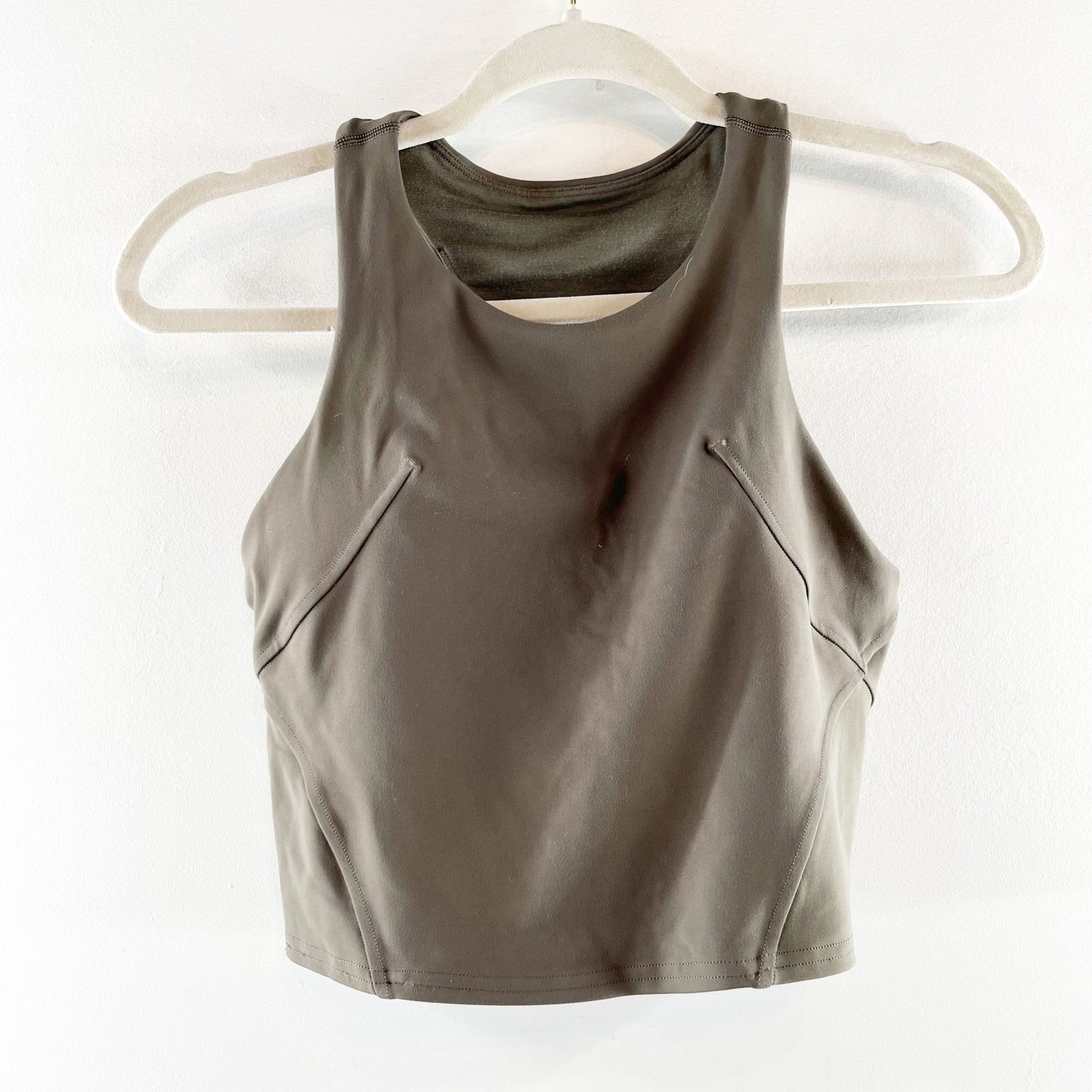 Lululemon Invigorate Training Cropped Tank Top with Built-in Bra Carob Brown 6