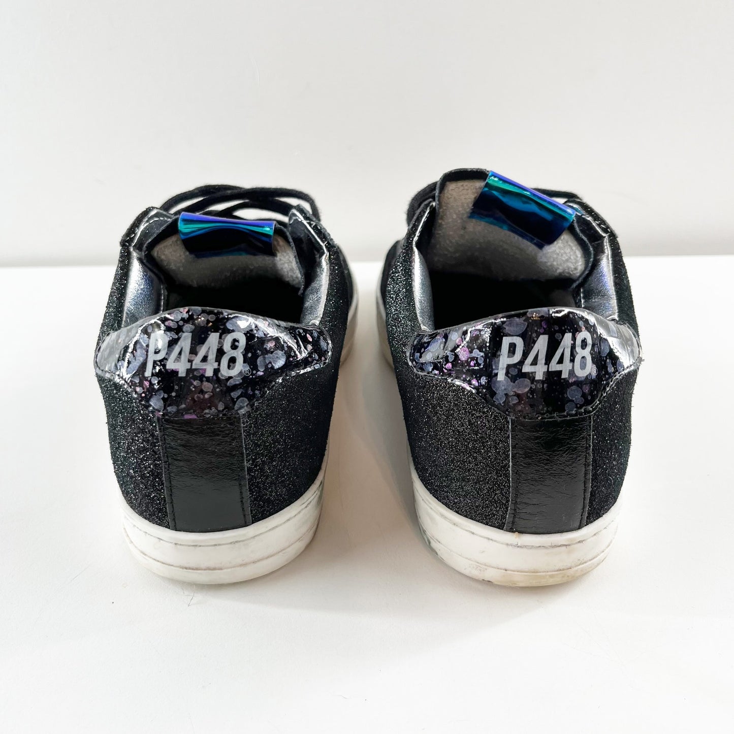 P448 John Sparkle Glitter Skateboard Shoes Sneakers Black 37 / 7