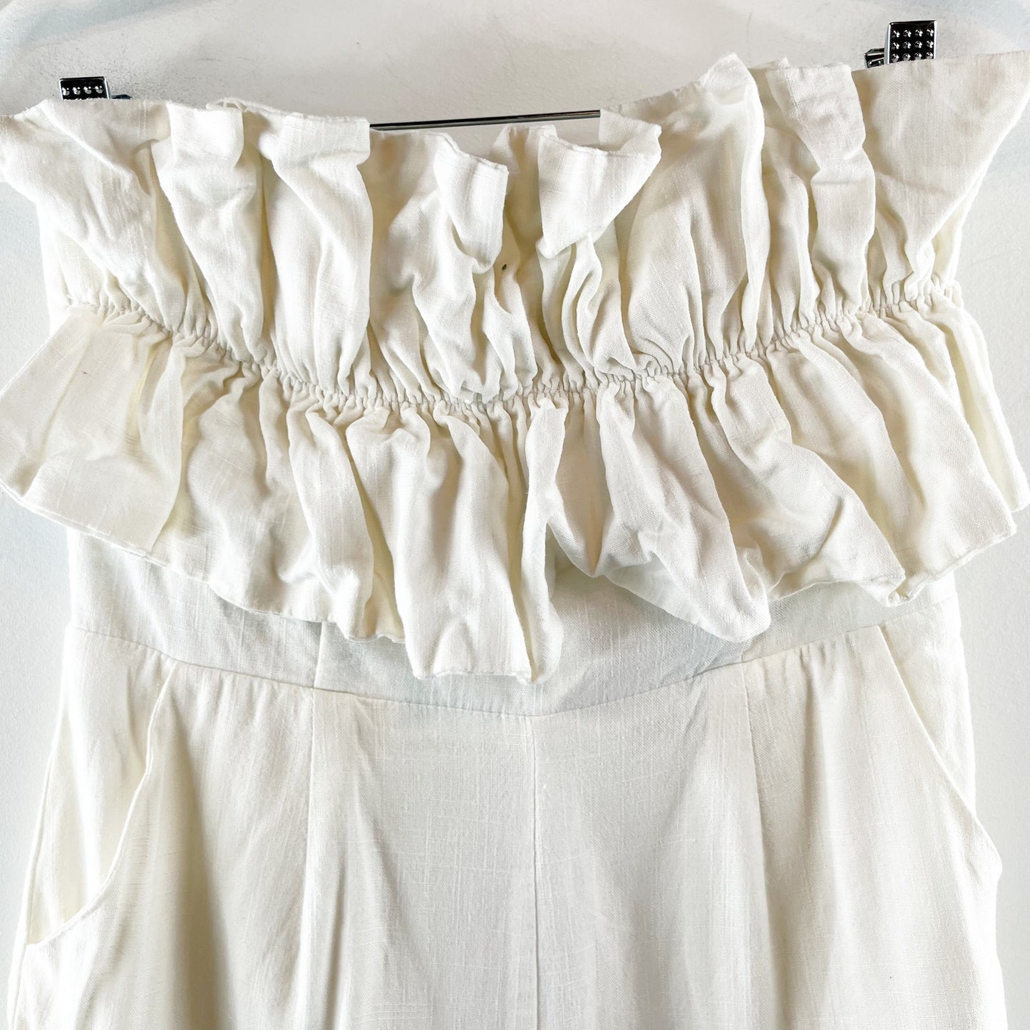 Princess Polly Hunter Mae Strapless Ruched Frill Short Romper White 6