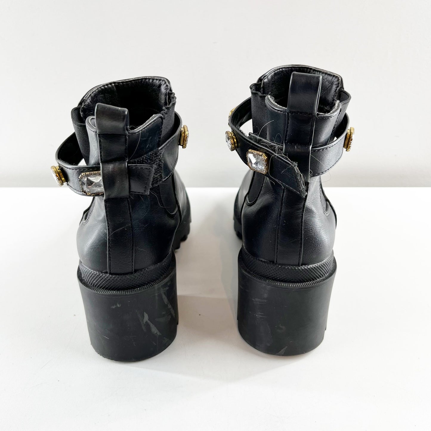 Catherine Malandrino Rhinestone Studded Ankle Chelsea Boots Black 7.5