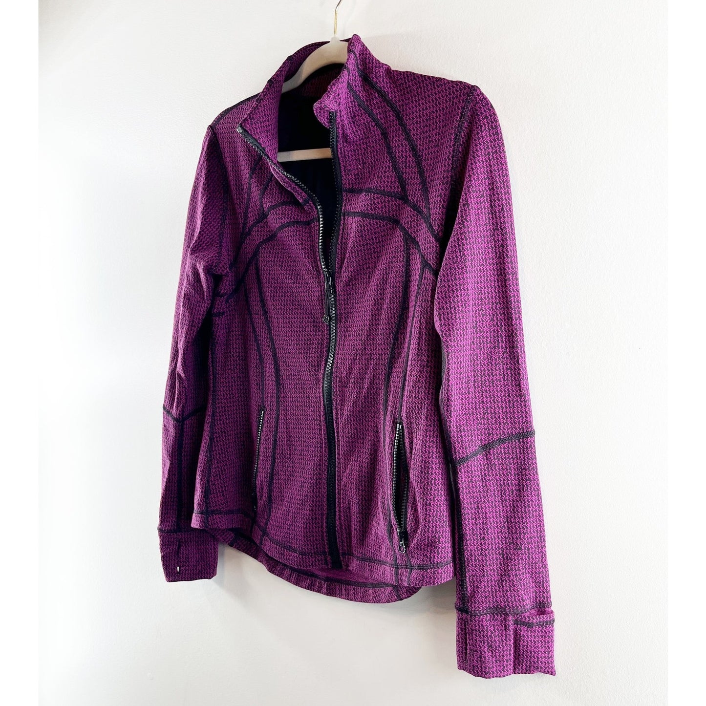 Lululemon Long Sleeve Full Zip Define Jacket Teeny Tooth Deep Fuchsia Black 10