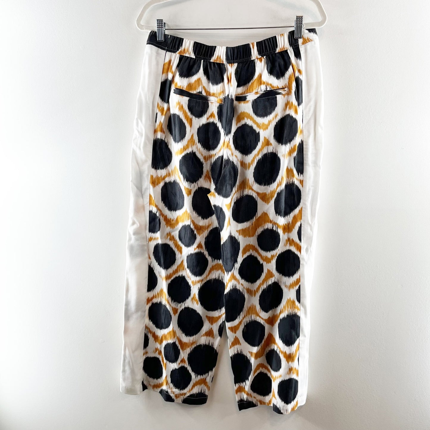 Anthropologie x Maeve Wellesley Ikat Print Wide Leg Trouser Pants Black 12 P