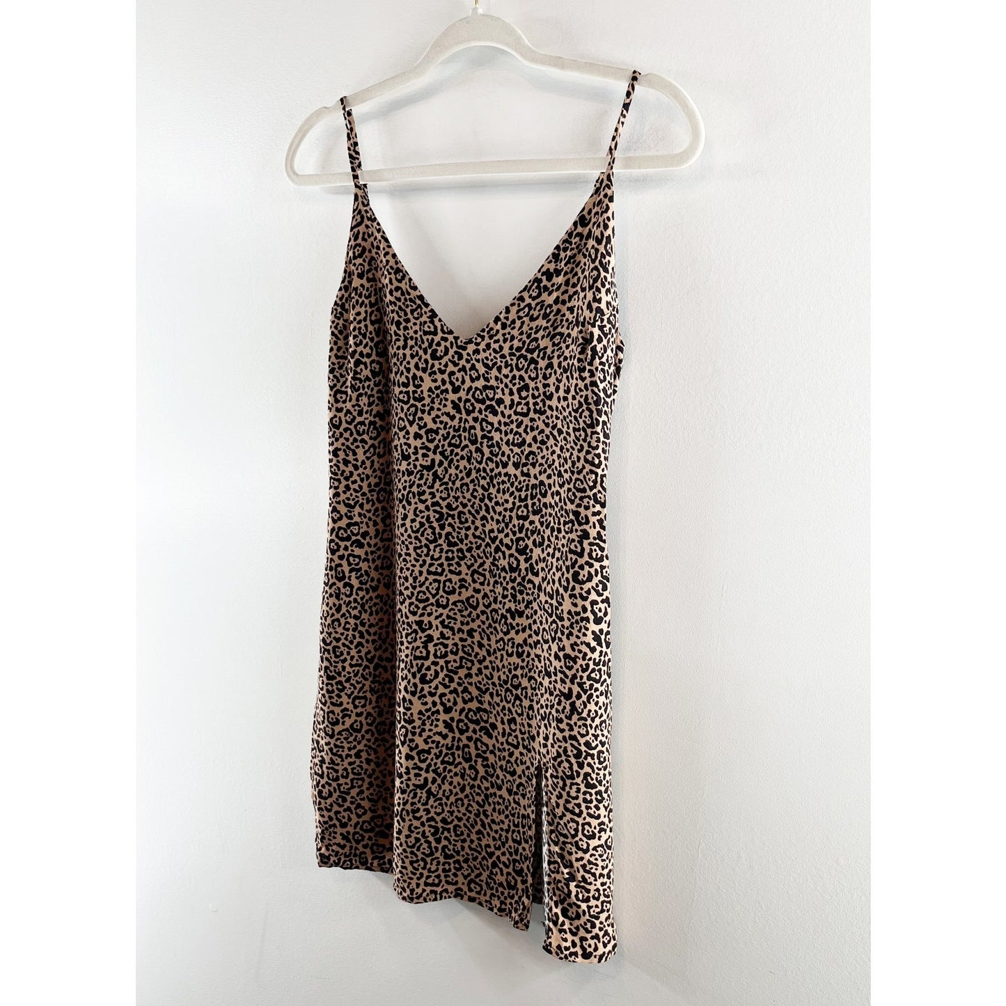Reformation Marlowe Leopard Print Mini Slip Dress Brown Black XS