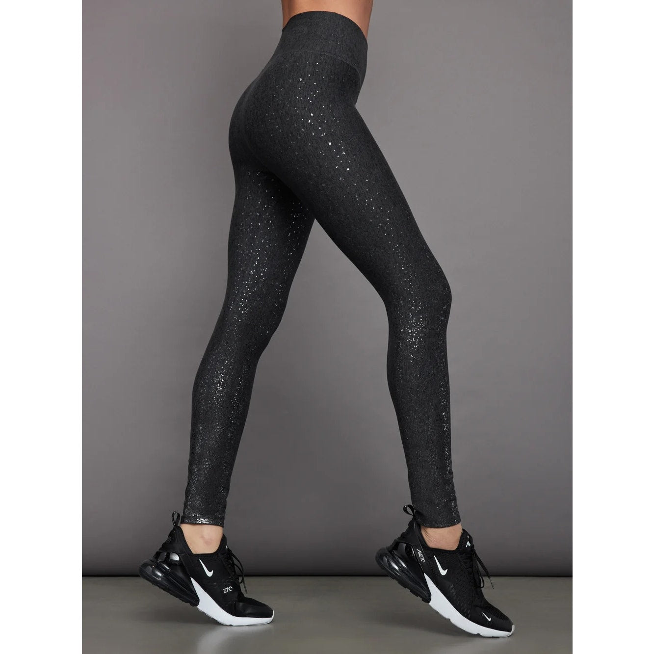 Carbon38 High Rise Foil Leggings in Melt Heather Gray Medium