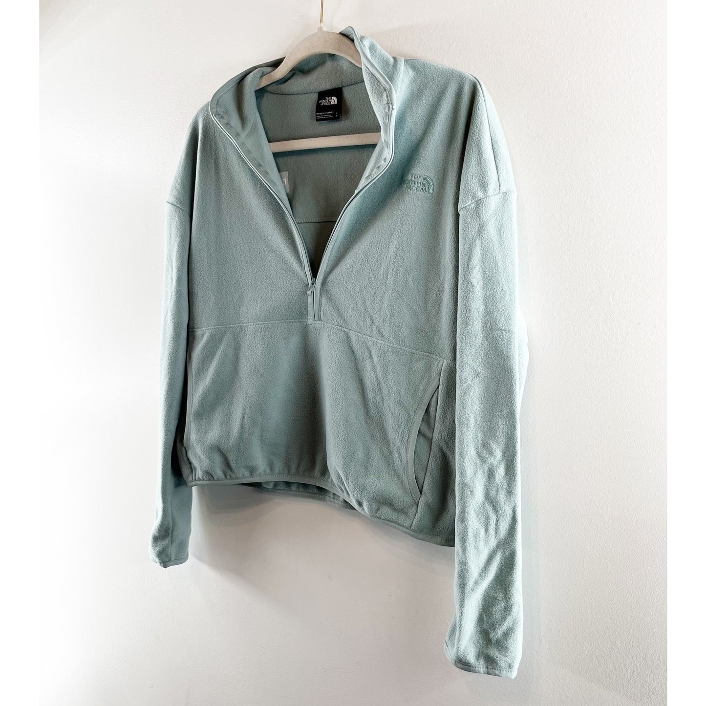 The North Face TKA Glacier 1/2 Zip Cropped Sweater Jacket Green Small