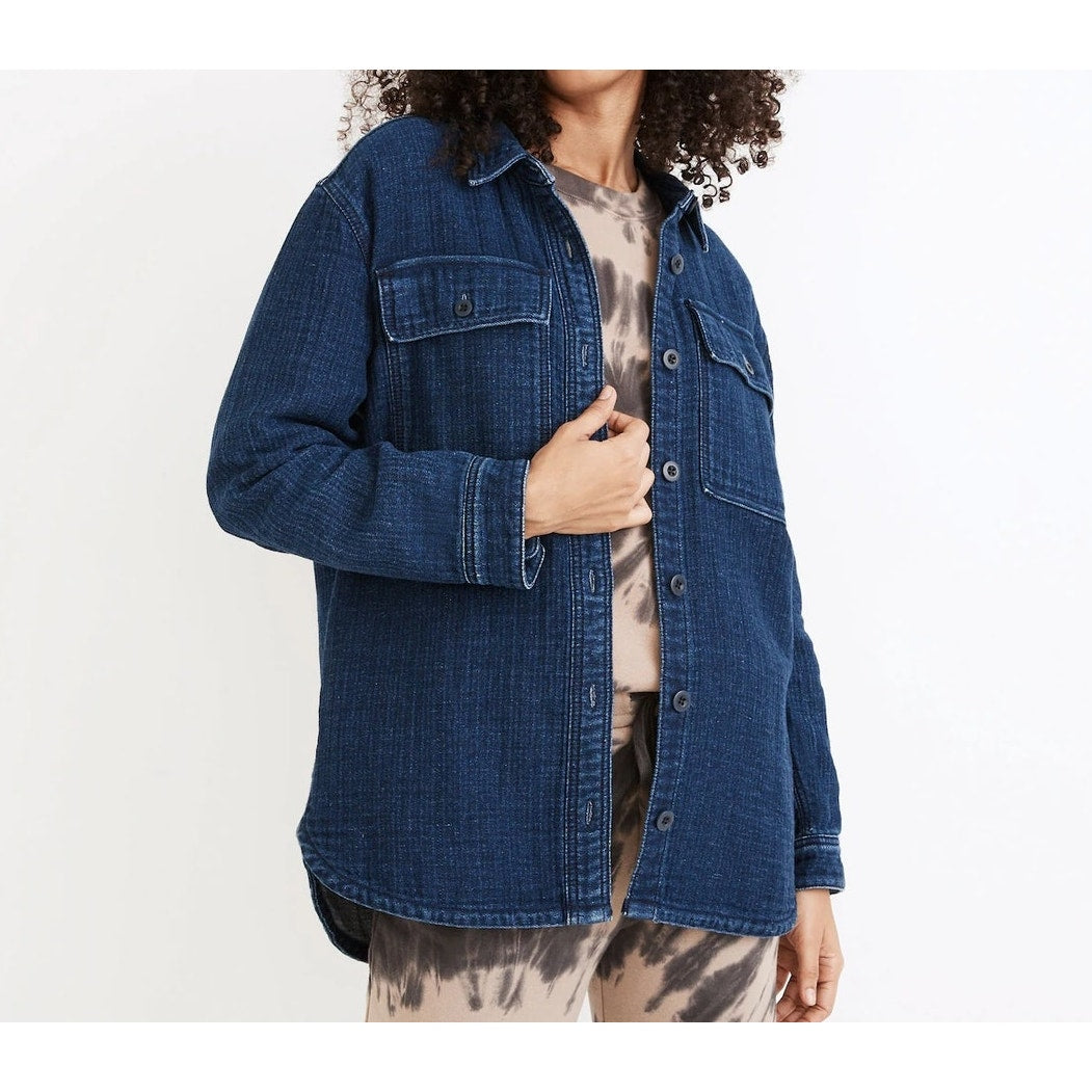 Madewell Cotton Double Weave Denim Shirt Jacket Shacket Blue XXS