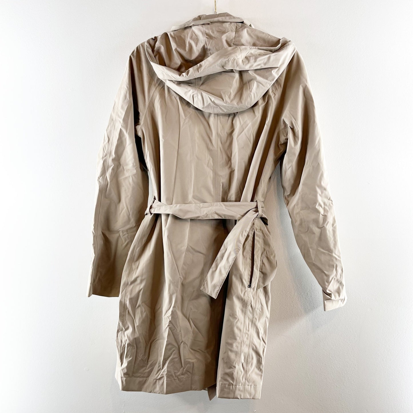 The North Face Kadin Long Sleeve Full Zip Hooded Trench Rain Coat Beige Medium