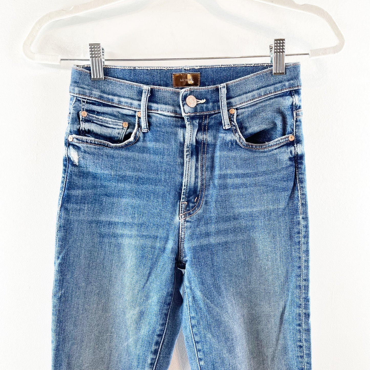 Mother The Insider Crop Step Chew Jeans Dancing On Coals Blue 24
