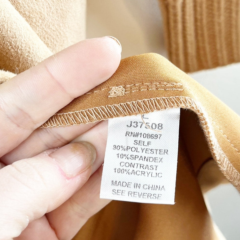 Alice Blue Faux Suede Knit Cardigan Sweater Duster Camel Brown Large