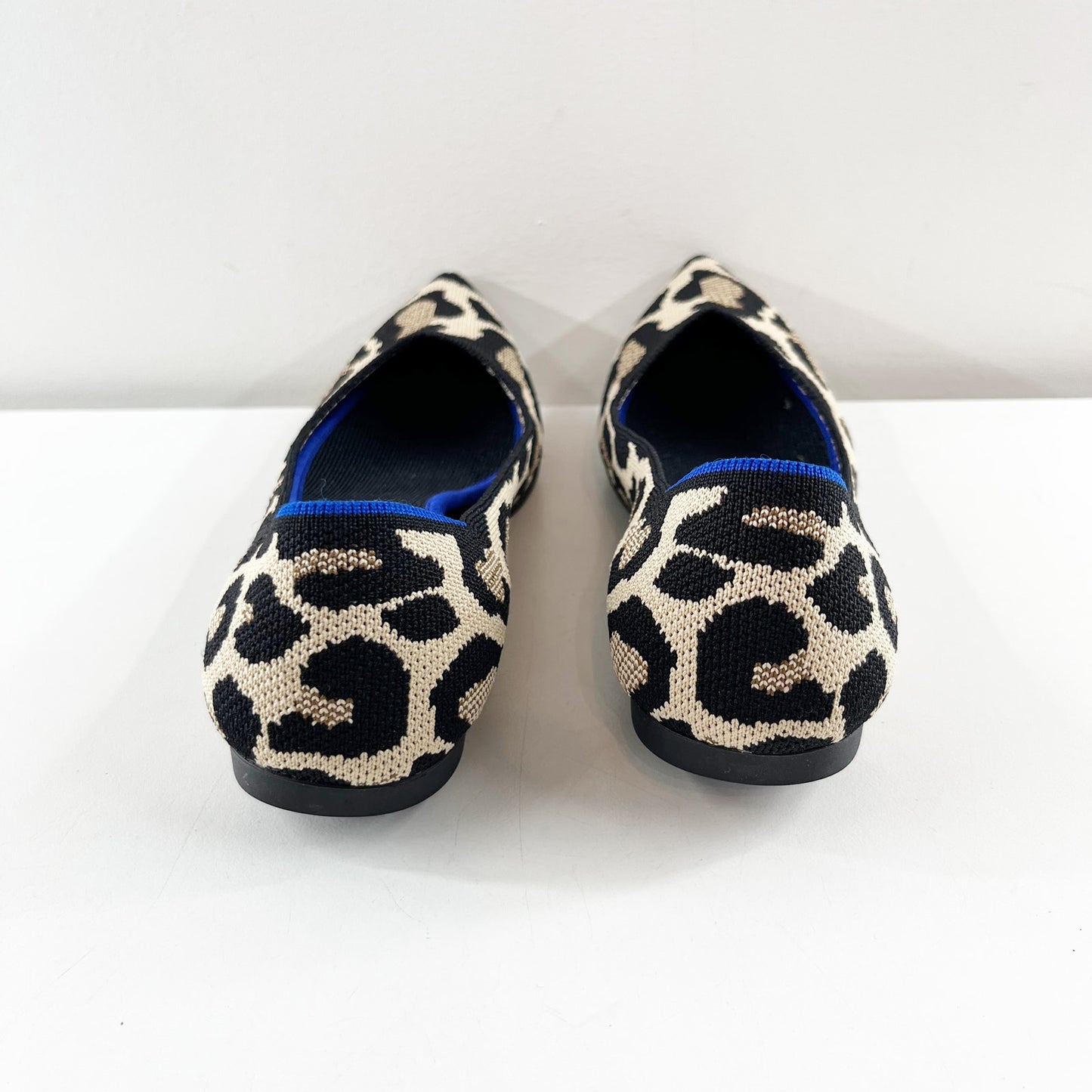 Rothy's The Point Pointed Toe Ballet Flats in Cat Leopard Print Tan Black 9