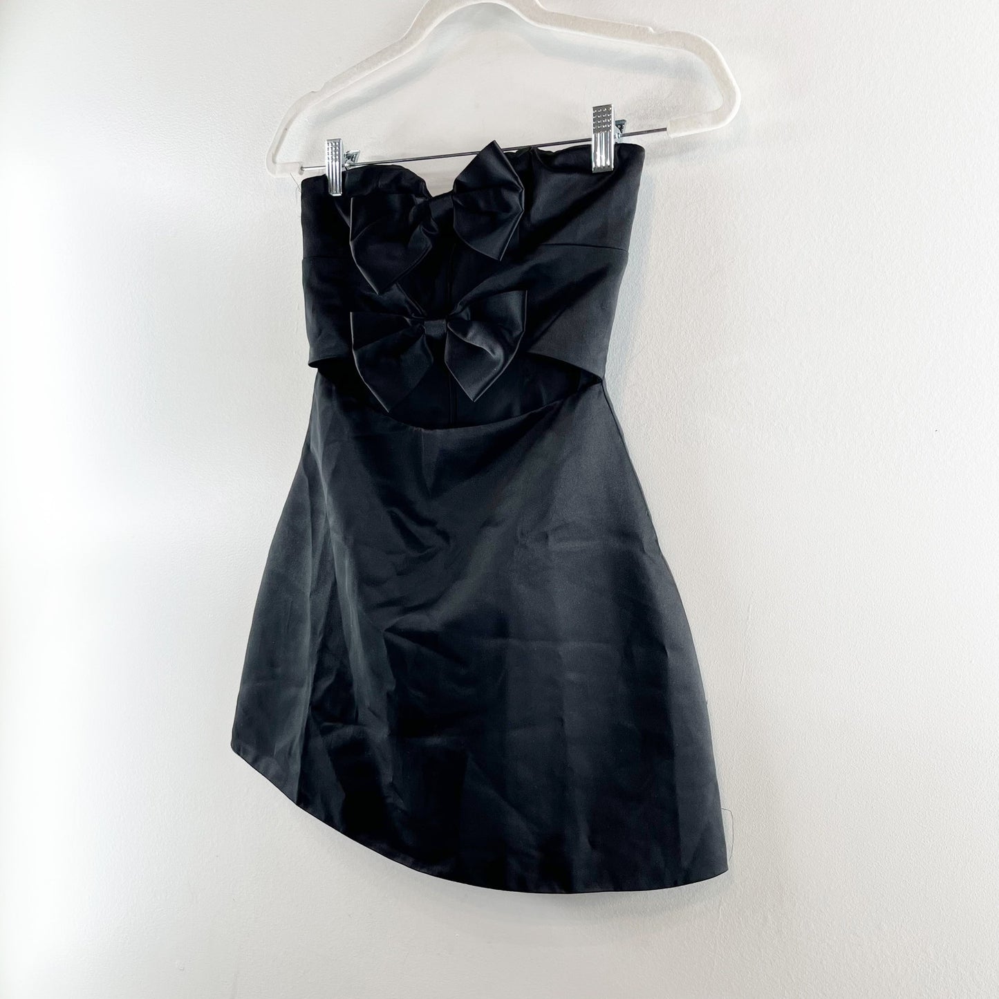 Peppermayo Girl Crush Bow Strapless Cutout Flared Mini Dress Black 2