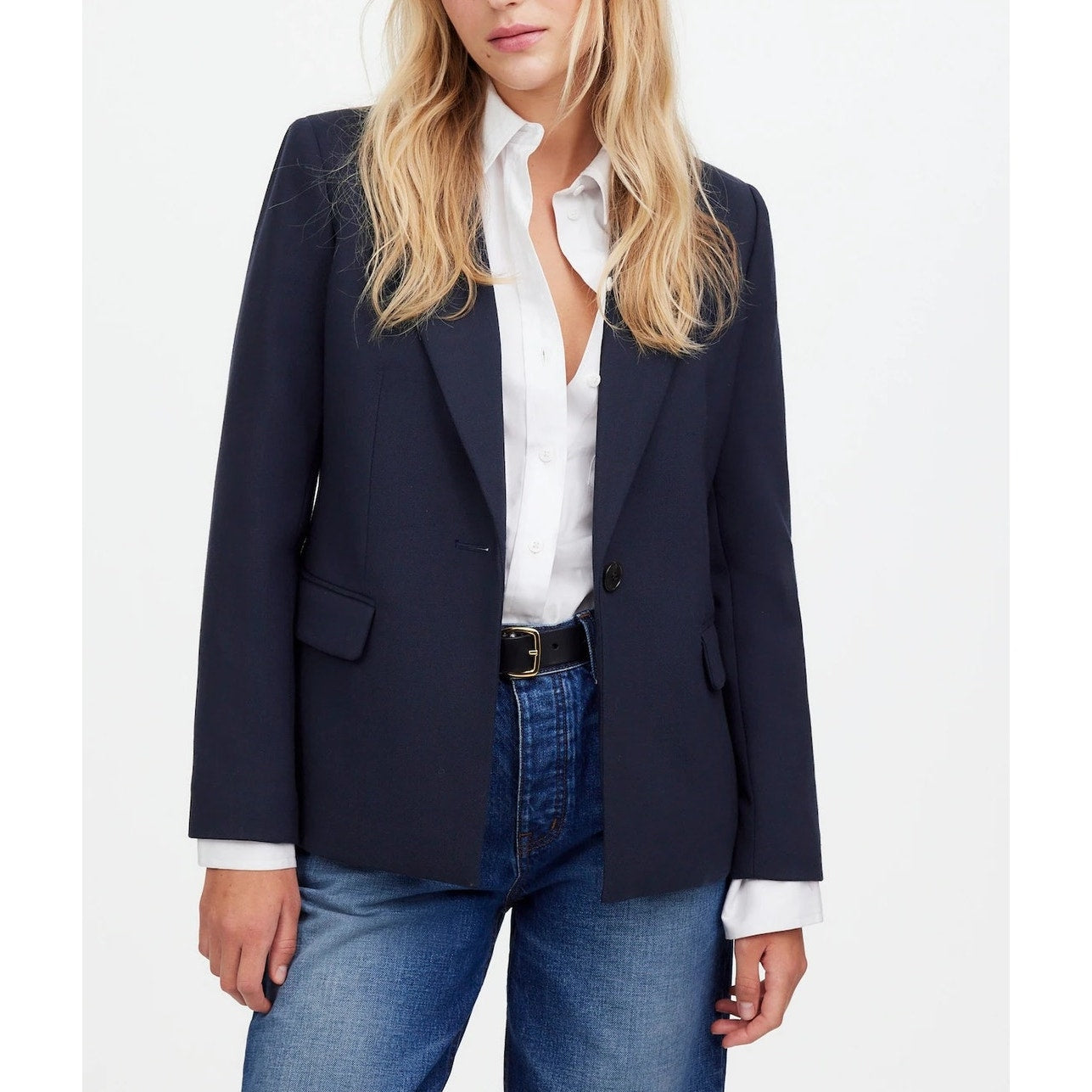 Madewell Alston Wool Blend Blazer Suit Jacket Navy Blue 8
