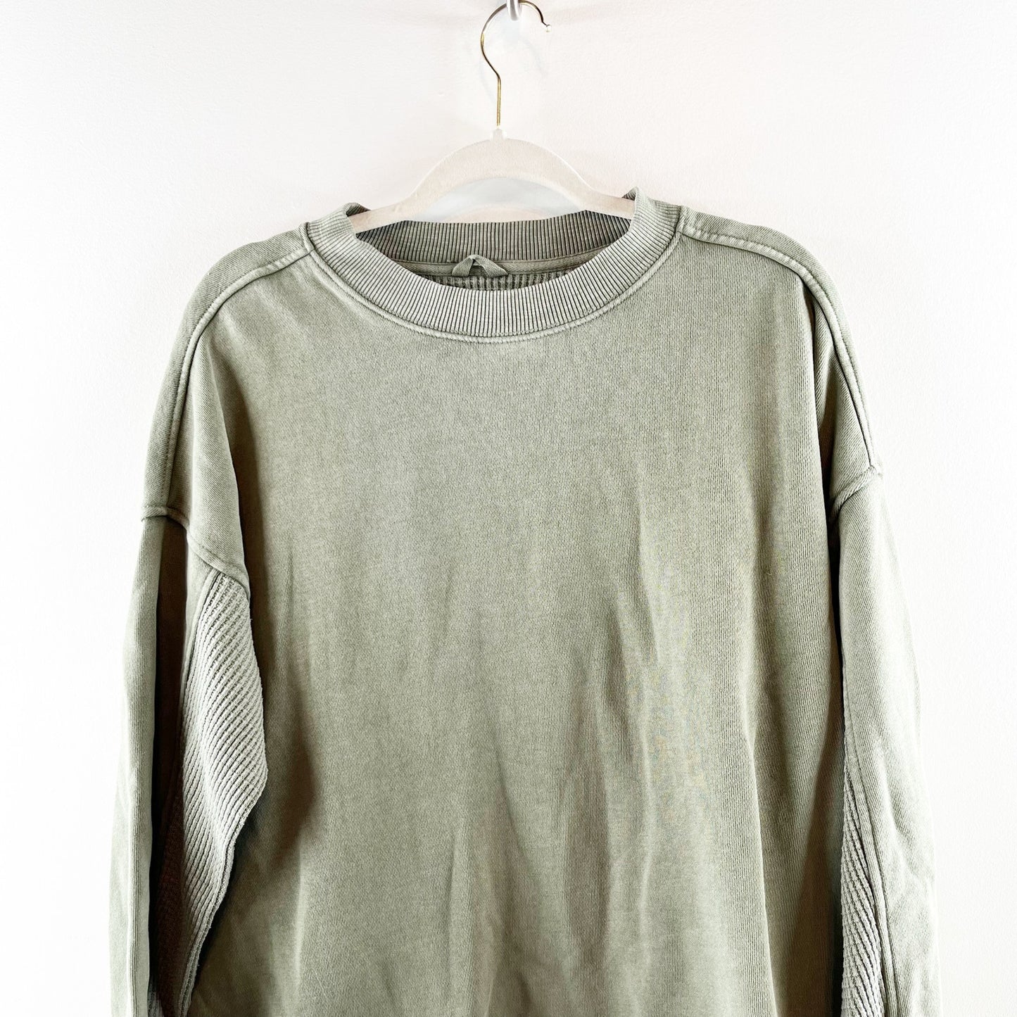 Aerie Getaway Long Sleeve Oversized Sweatshirt Olive Green XS