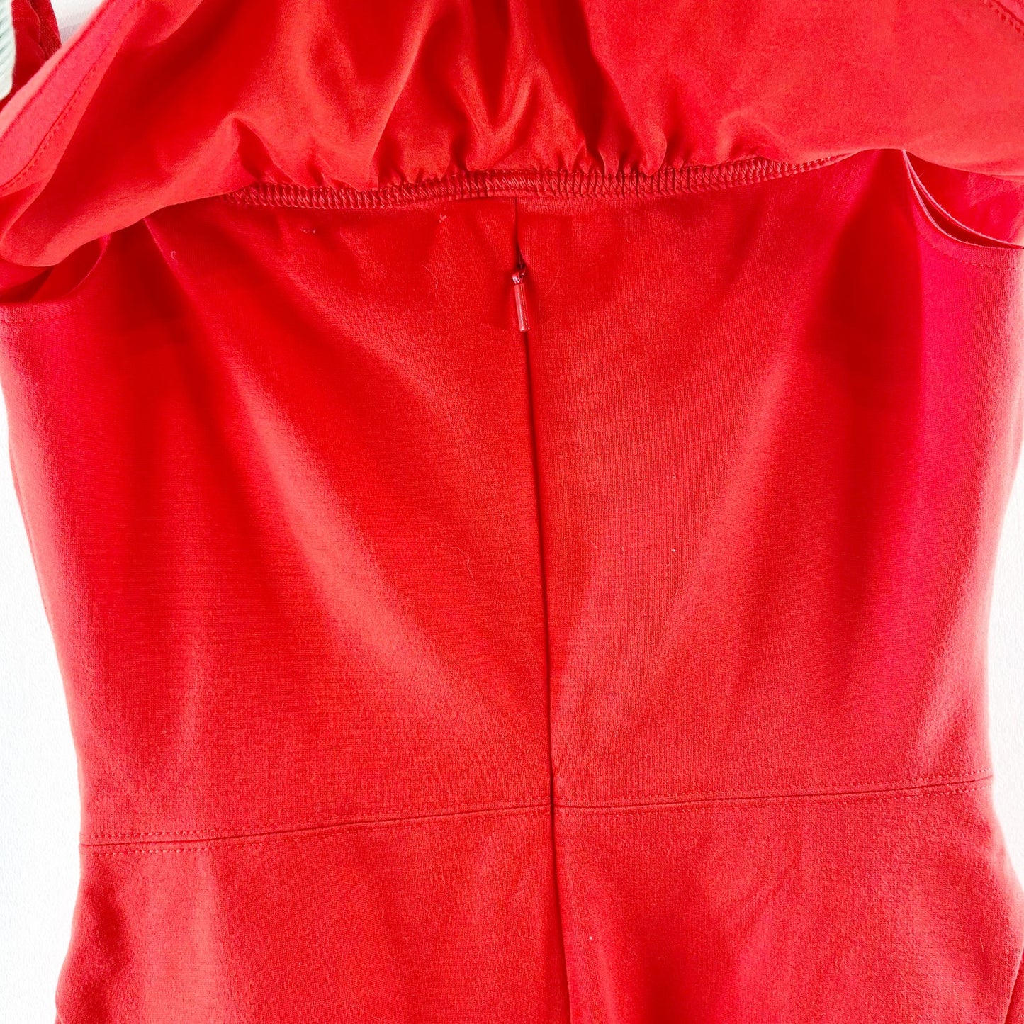 Babaton by Aritzia Emry Off The Shoulder Ruffle Trim Bodycon Mini Dress Red US 4