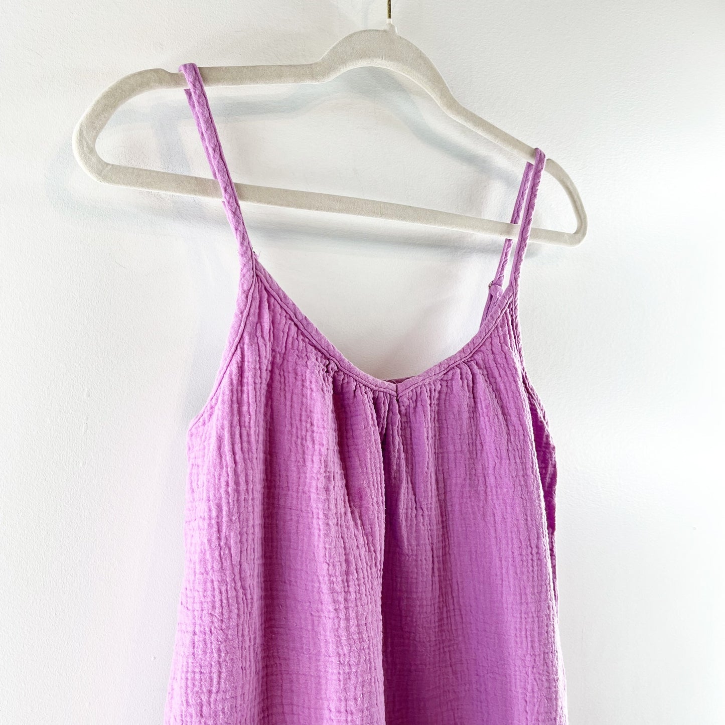 Unchartered Threads Gauze Crinkle Ruffle Hem Mini Dress Purple Small