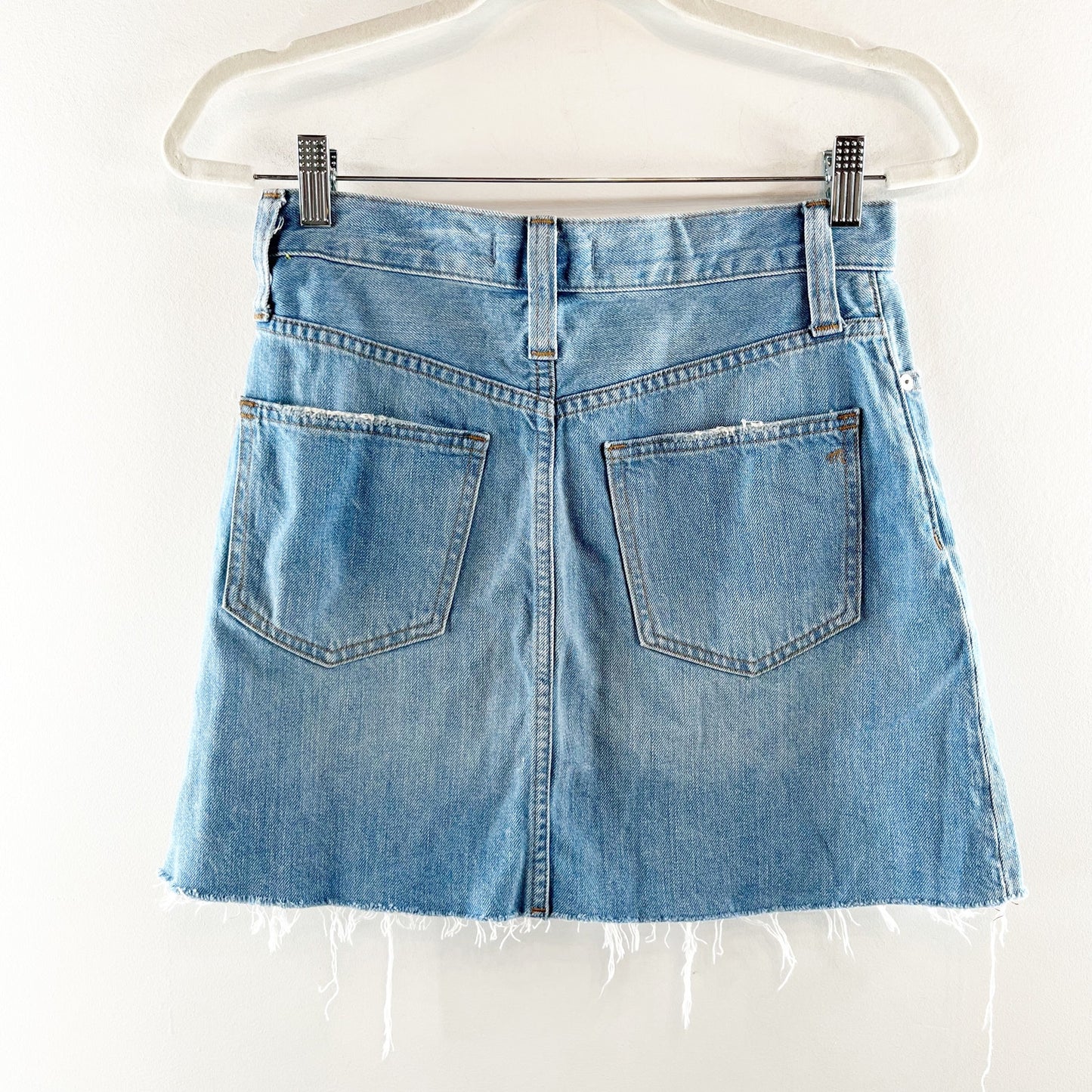 Madewell Rigid Denim A-Line Mini Skirt Raw Hem Blue 25 / 0