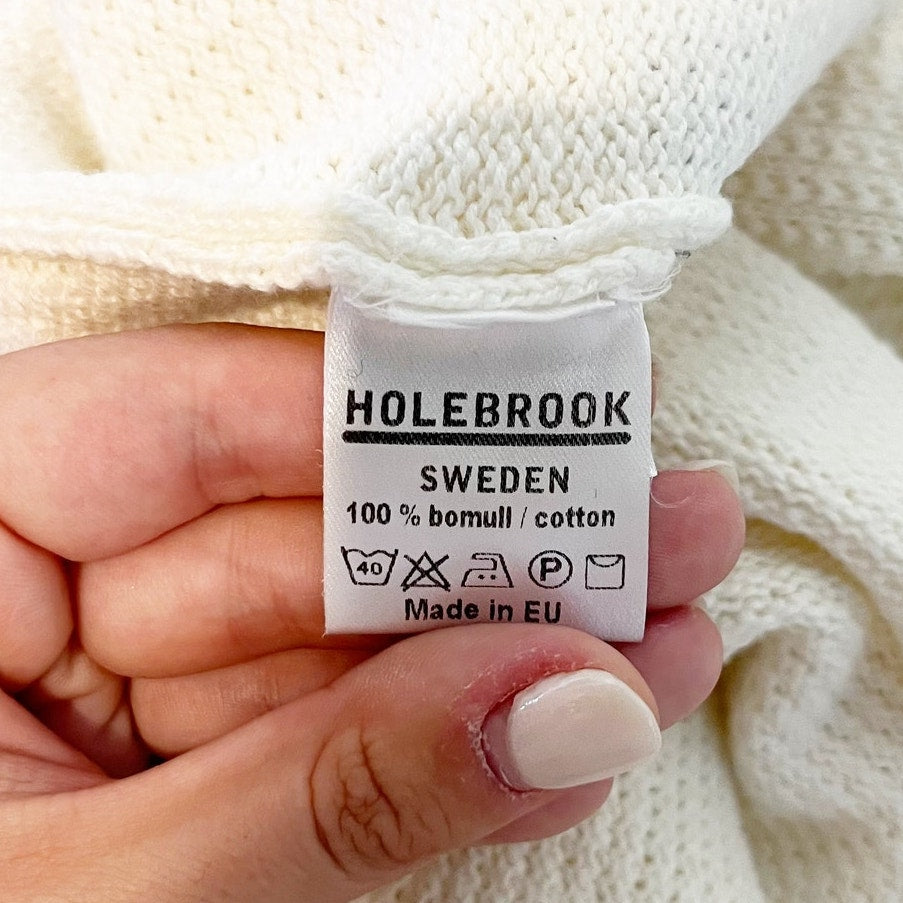 Holebrook Sweden Organic Cotton Long Sleeve Open Front Cardigan Sweater Cream M