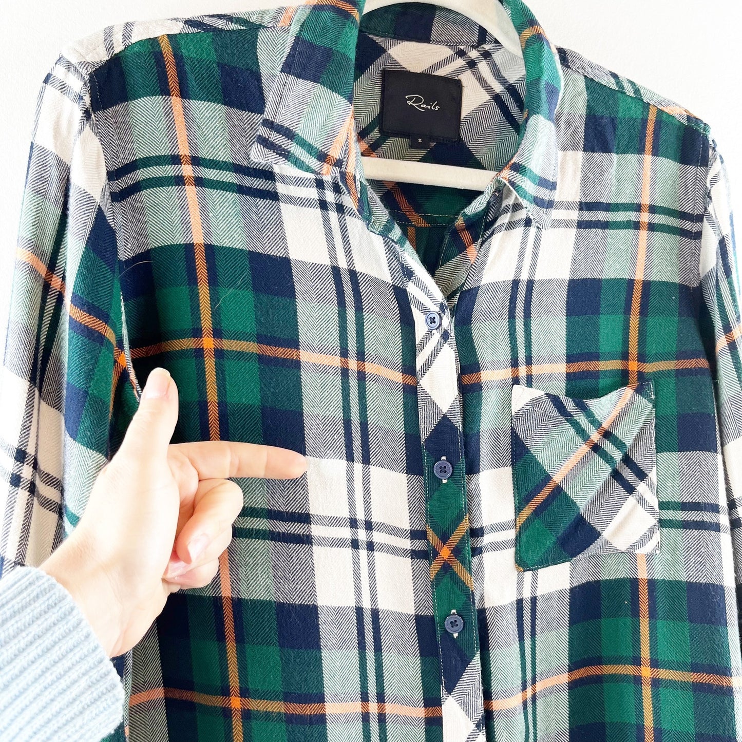 Rails Hunter Plaid Button Down Shirt Forest Navy Stone Green Small