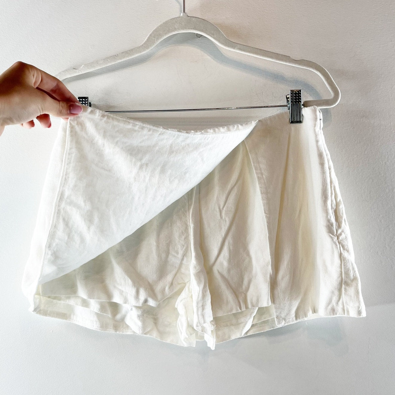 Abercrombie & Fitch White Faux Wrap Linen Mini Skirt Skort White Small