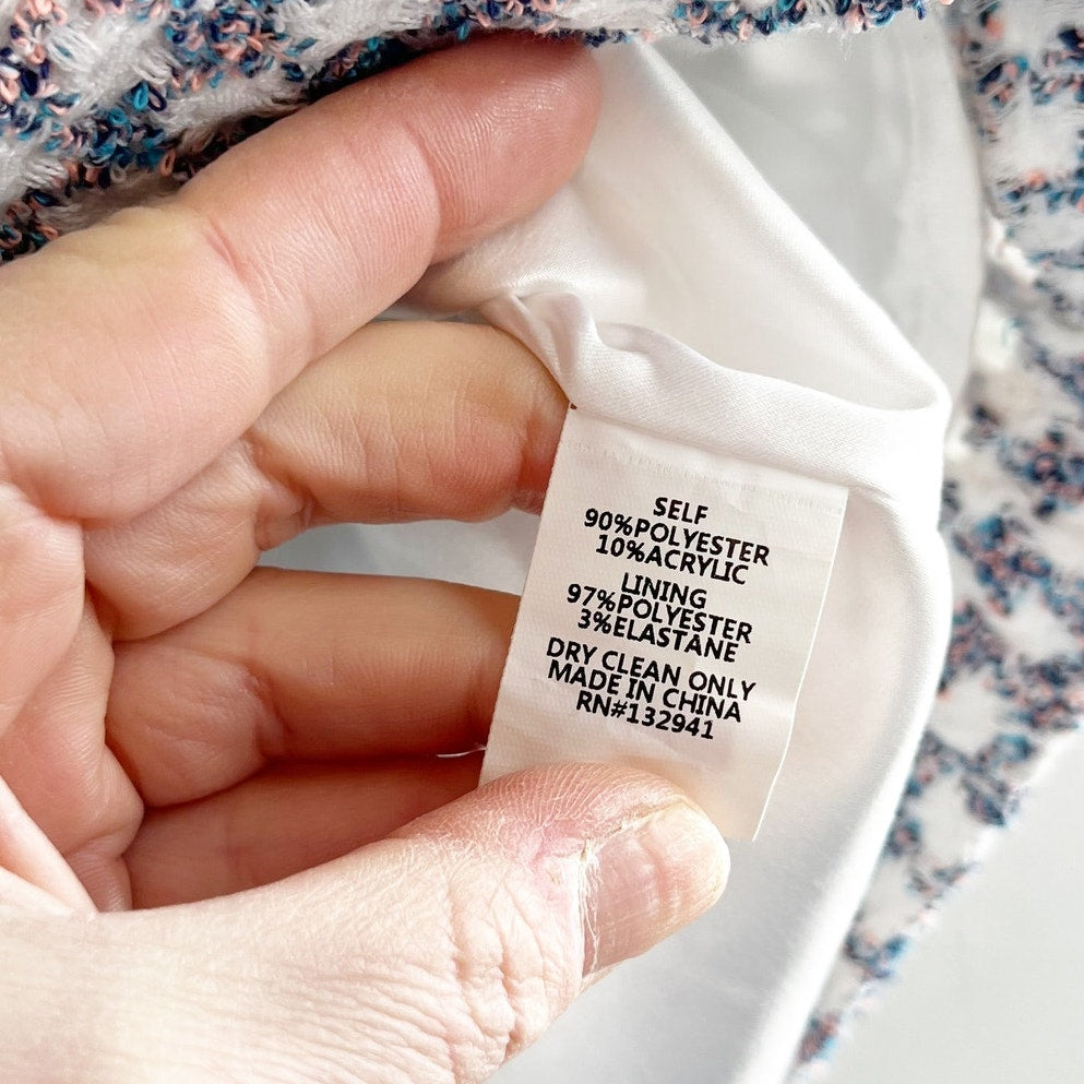 Amanda Uprichard Tweed Spencer Mini Skirt Blue White Small