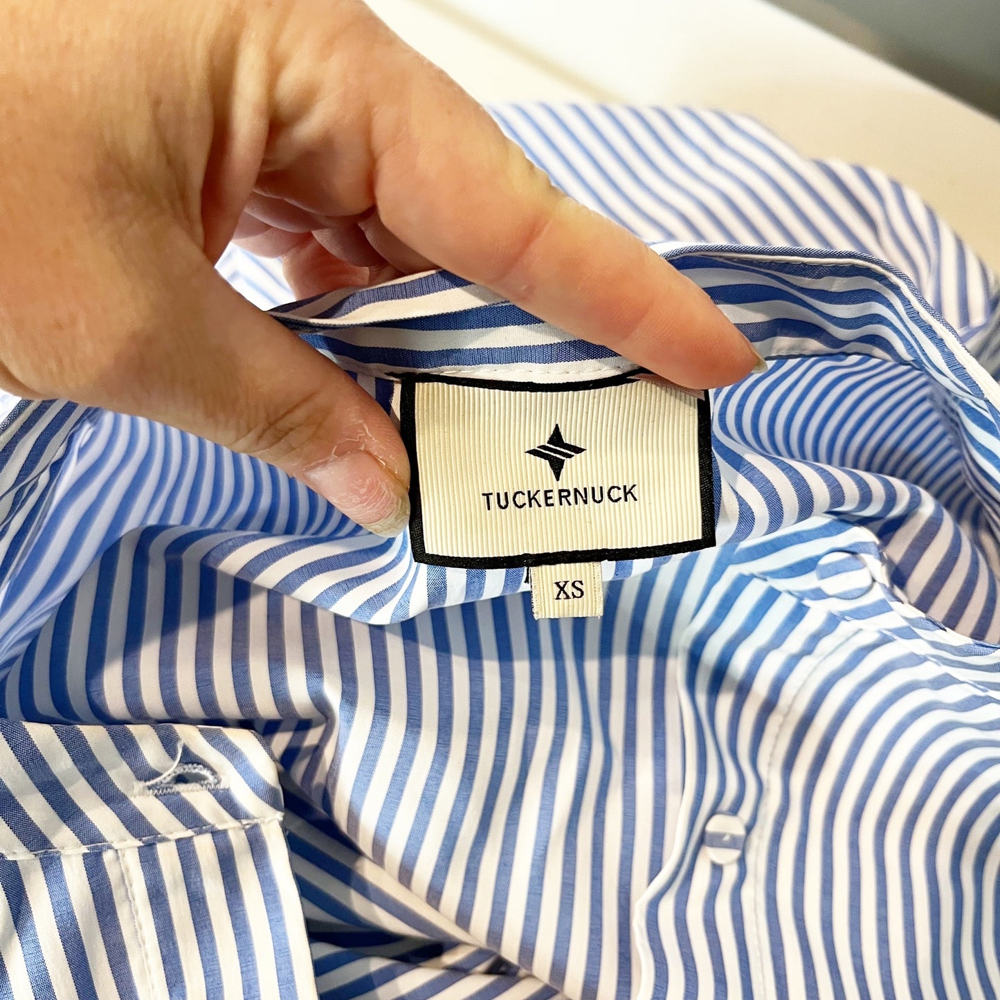 Tuckernuck Striped 3/4 Sleeve Royal Shirt Mini Dress Blue XS