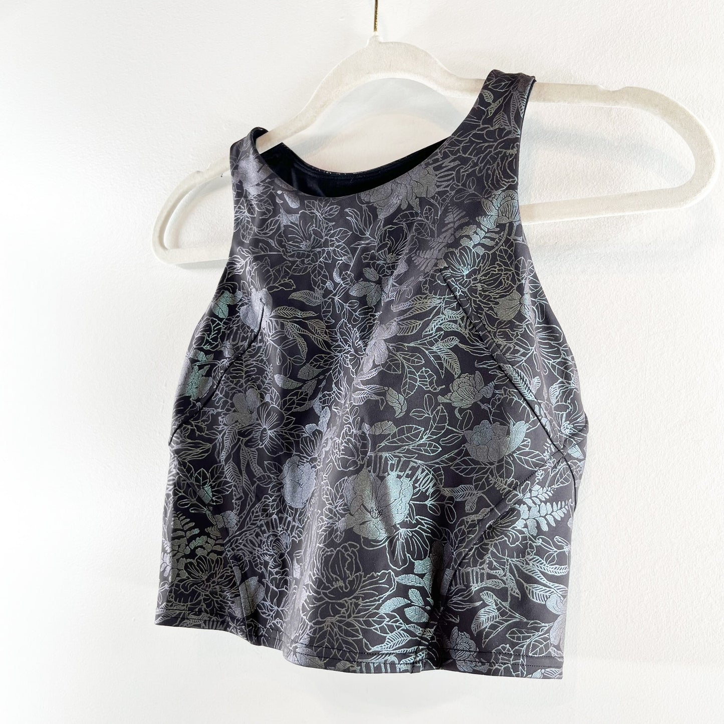 Lululemon Invigorate Training Tank Top Foil Logo Flourish Black Iridescent 6