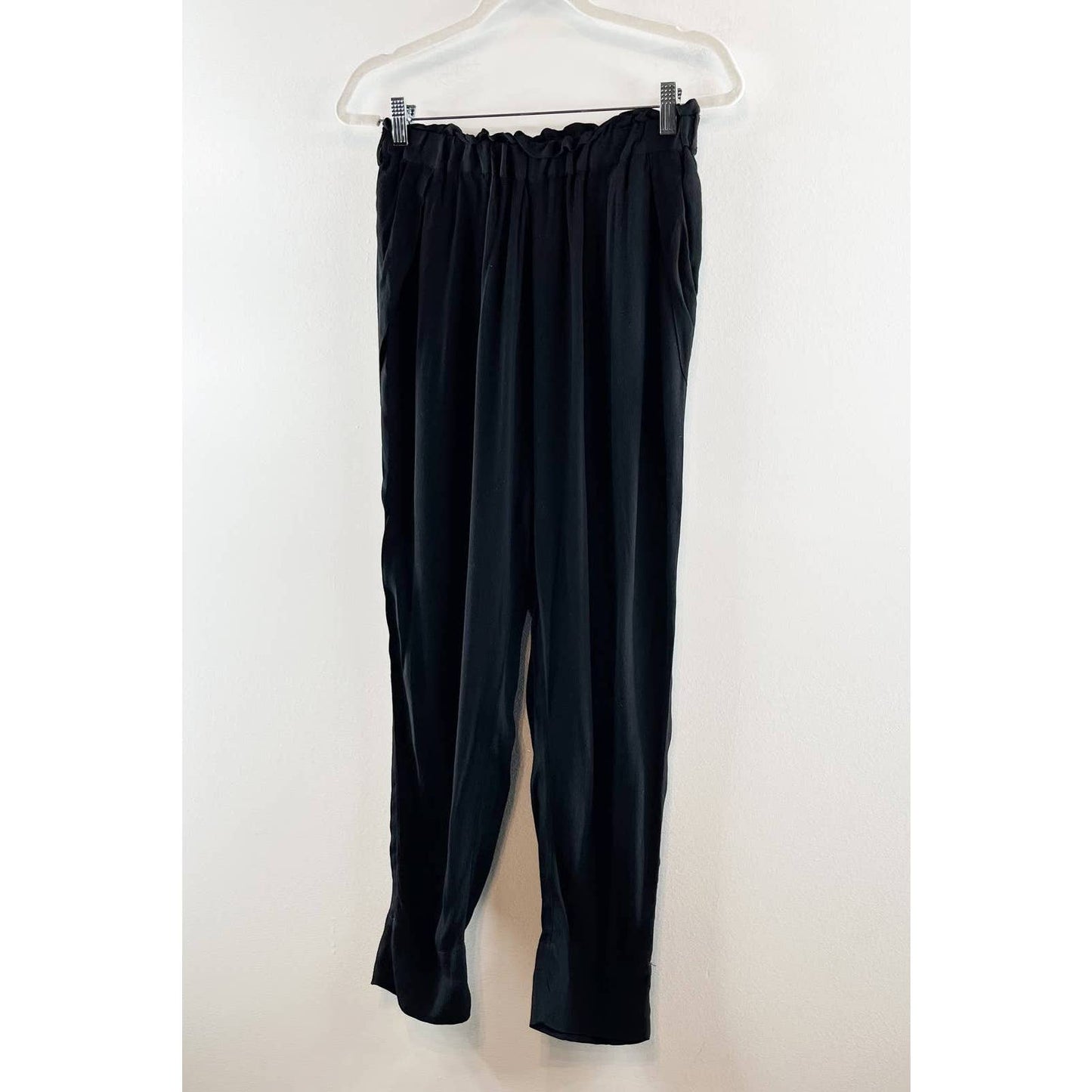 Anthropologie Cartonnier Straight Leg Tapered Elastic Waist Casual Pants Black S