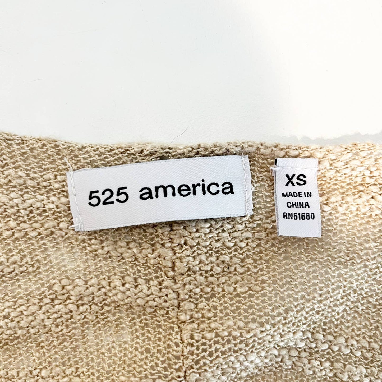 525 America Linen Blend V Neck Lightweight Sweater Beige XS