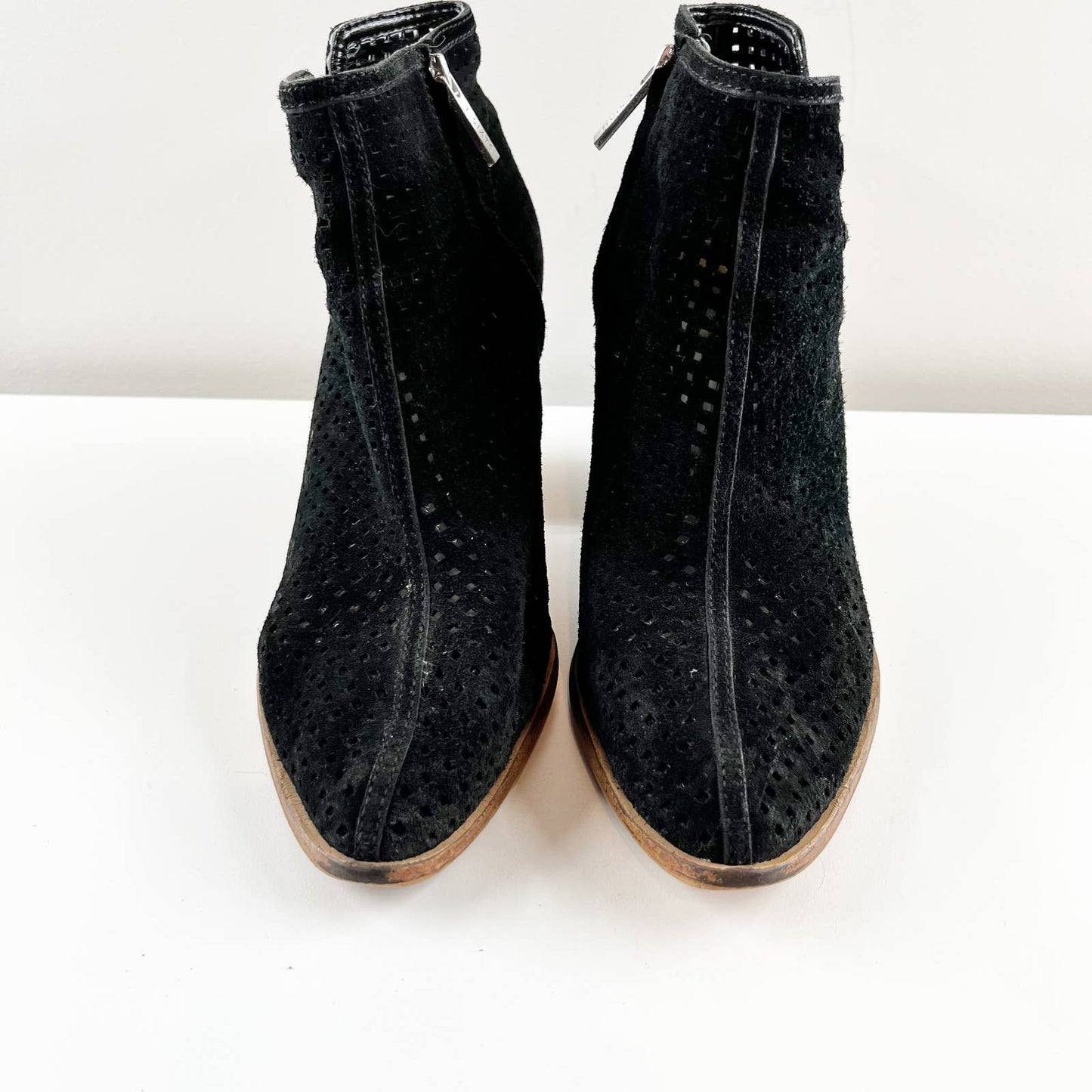 1. State Larocka Suede Side Zip Pointed Toe Block Heel Ankle Booties Black 10