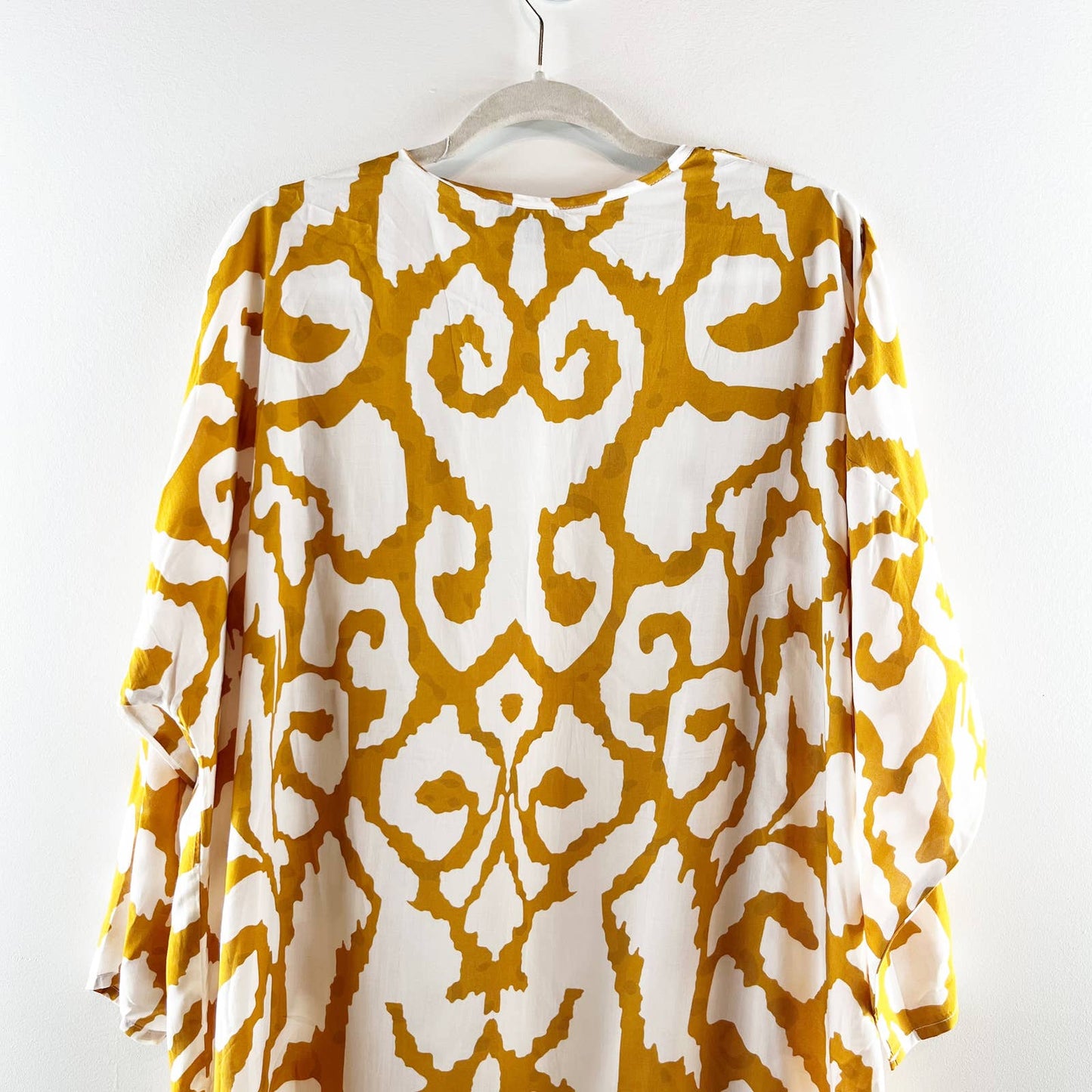 Tolani 3/4 Sleeve Open Front Sahara Duster Kimono Yellow Gold White One Size