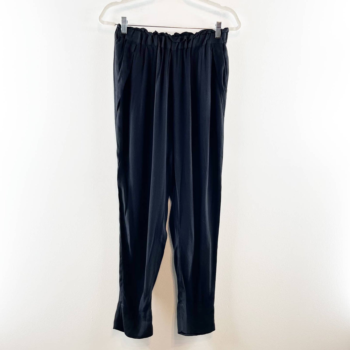Anthropologie Cartonnier Straight Leg Tapered Elastic Waist Casual Pants Black S