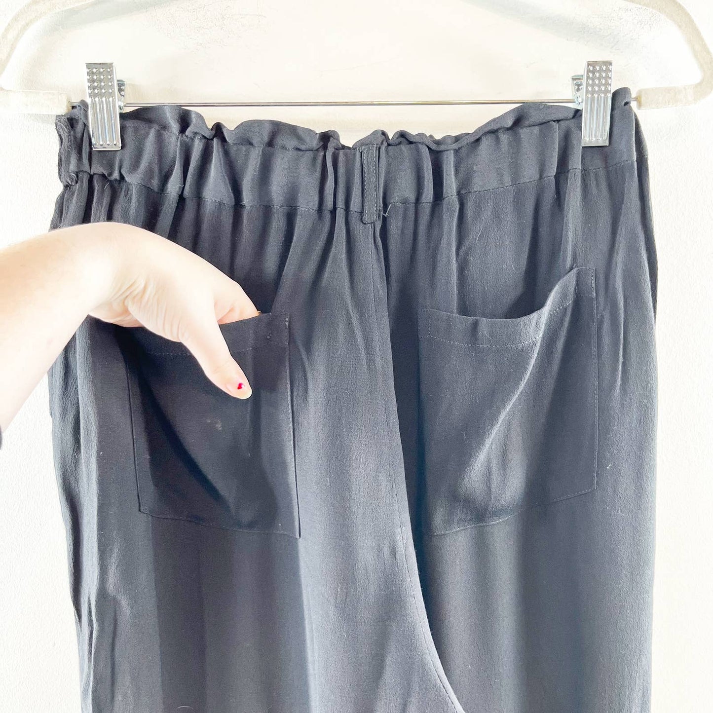 Anthropologie Cartonnier Straight Leg Tapered Elastic Waist Casual Pants Black S