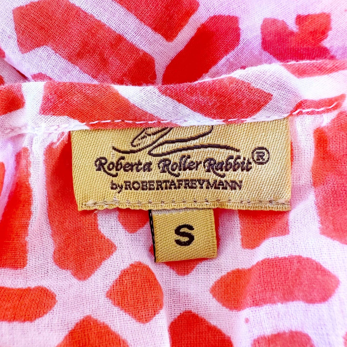 Roberta Roller Rabbit Geometric Tunic Swim Cover Up Dress Orange Small