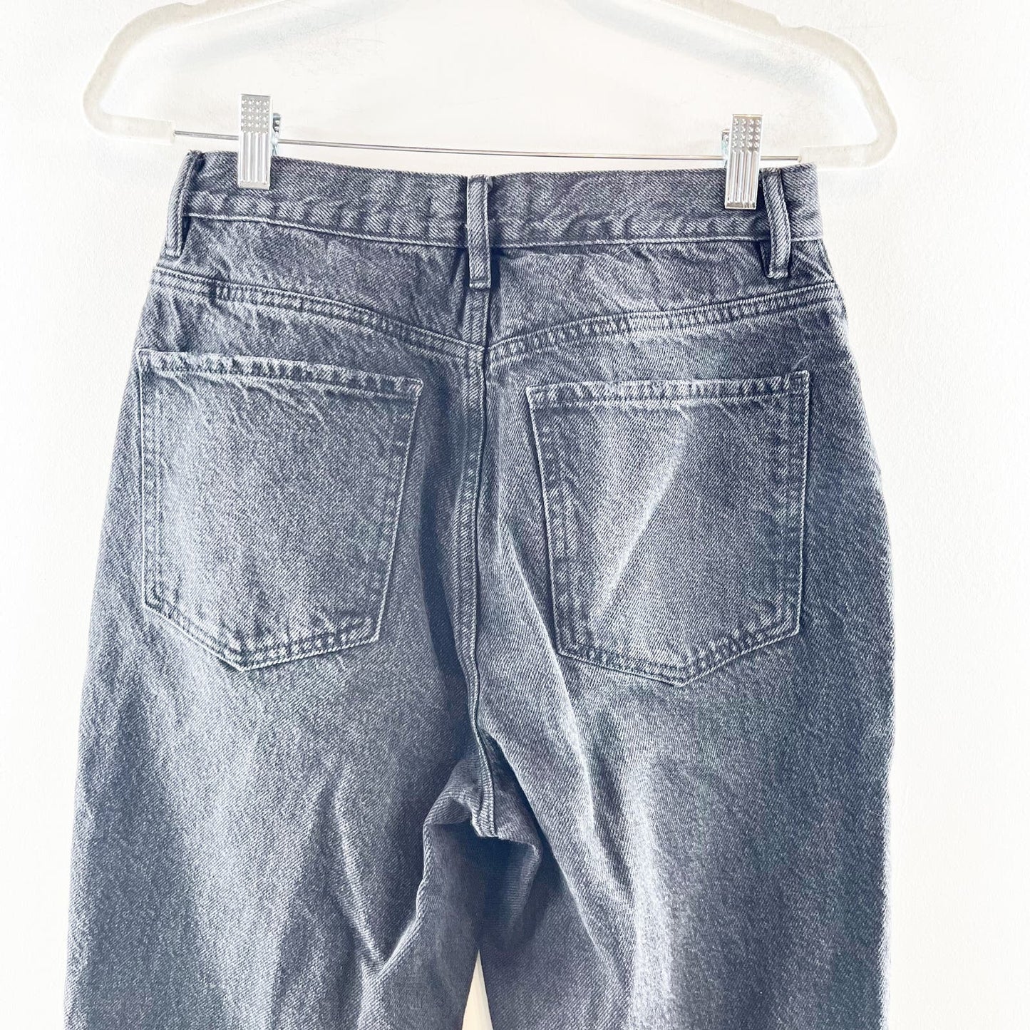 PacSun High Rise Distressed Button Fly Straight Leg Dad Jeans Black 27 / 4