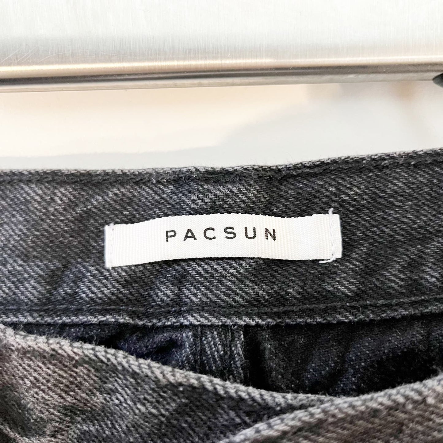 PacSun High Rise Distressed Button Fly Straight Leg Dad Jeans Black 27 / 4